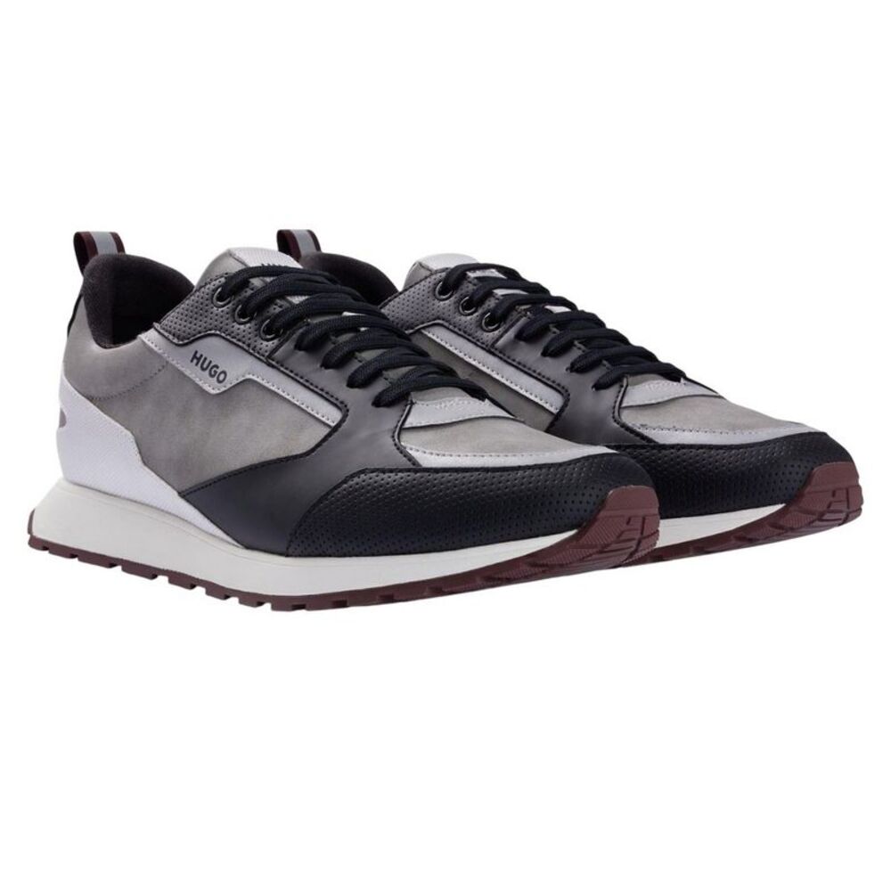 Hugo Mens Icelin Leather Running Sneakers / Gray